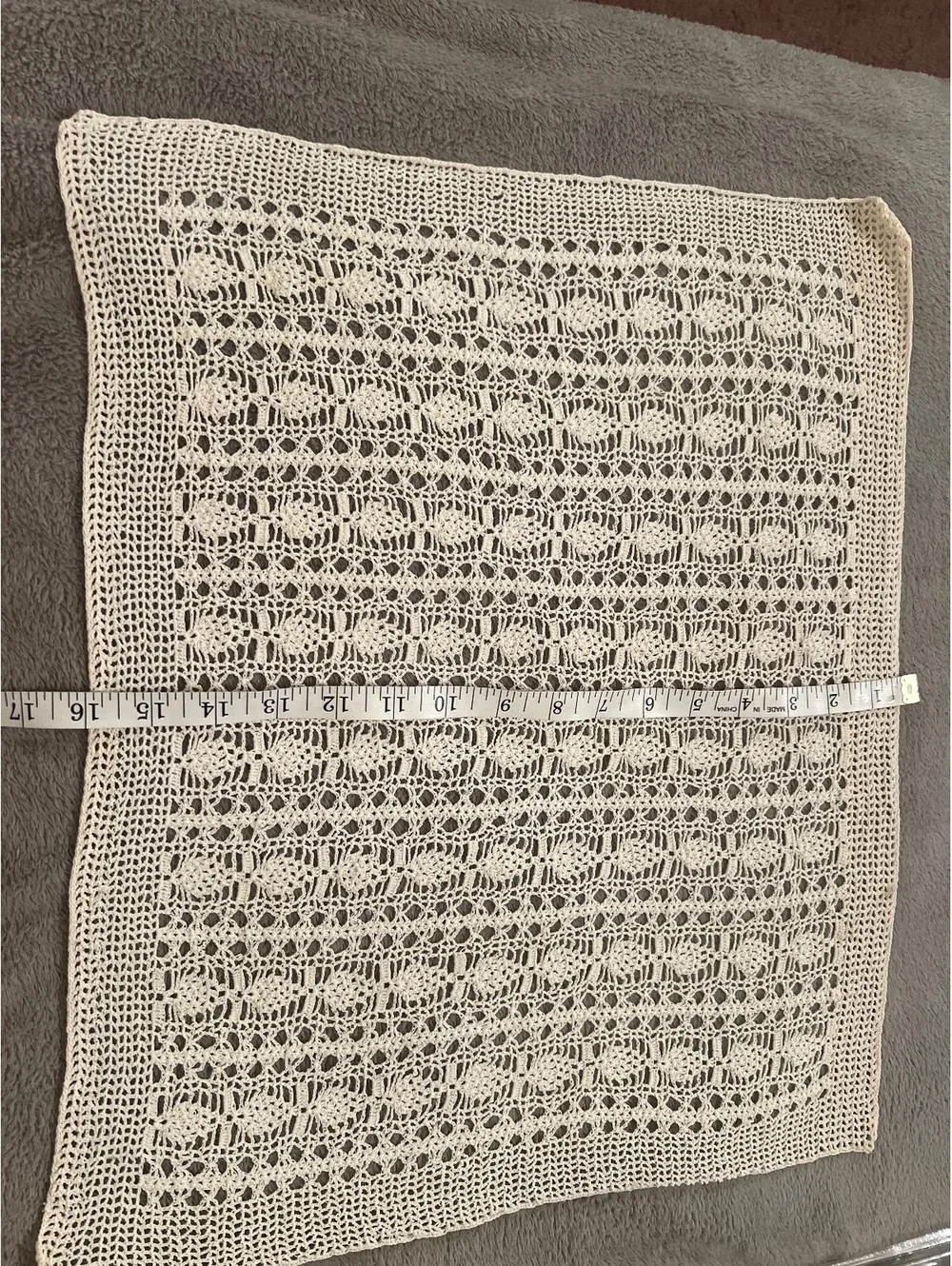 Handmade Crochet Square Doily Table Cover in Cream